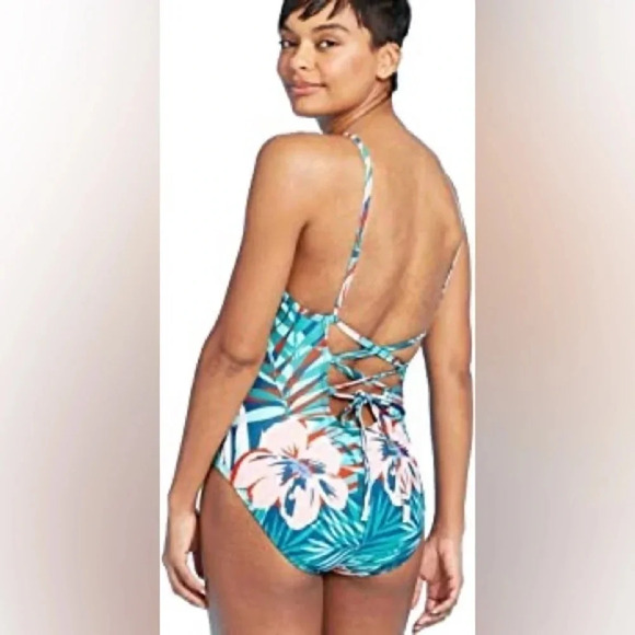 Kona Sol Floral High Neck High Coverage One piece swimsuit - Picture 3 of 6